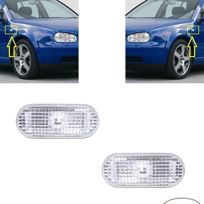 FOR VW GOLF IV 98-04 SIDE INDICATOR REPEATER SILVER PAIR L+R