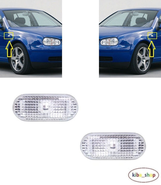 FOR VW GOLF IV 98-04 SIDE INDICATOR REPEATER SILVER PAIR L+R