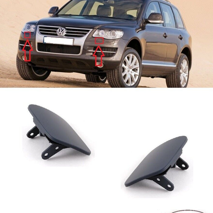 FOR VW TOUAREG 07-10 FRONT BUMPER HEADLAMP WASHER COVERS L+R