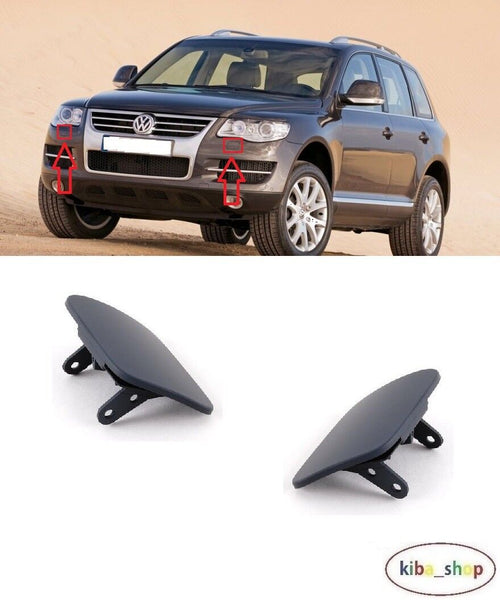 FOR VW TOUAREG 07-10 FRONT BUMPER HEADLAMP WASHER COVERS L+R