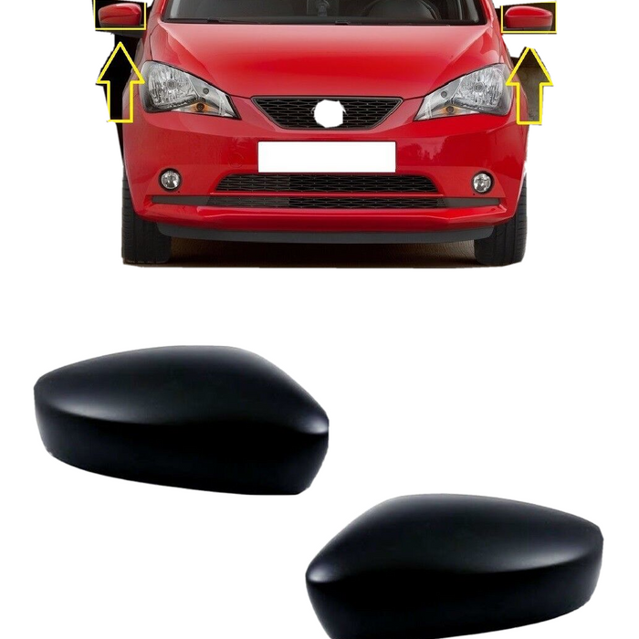 FOR SEAT MII 2011 - 2019 NEW WING MIRROR COVER CAPS PAIR LEFT + RIGHT BLACK