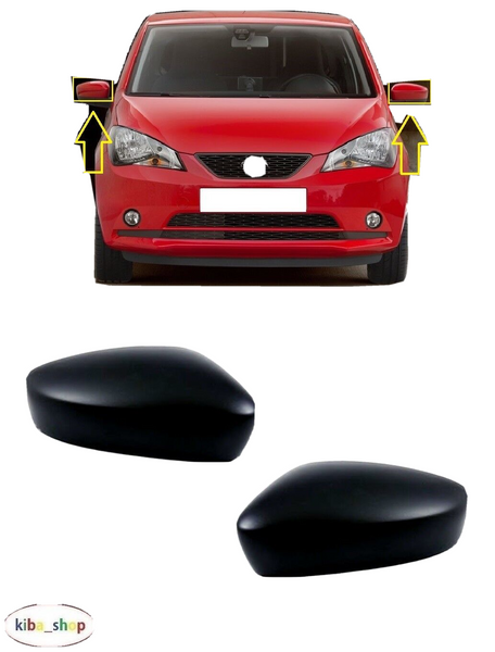 FOR SEAT MII 2011 - 2019 NEW WING MIRROR COVER CAPS PAIR LEFT + RIGHT BLACK