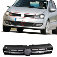 FOR VW POLO 6R 2009 - 2014 FRONT UPPER MAIN GRILL BLACK WITH CHROME MOULDING