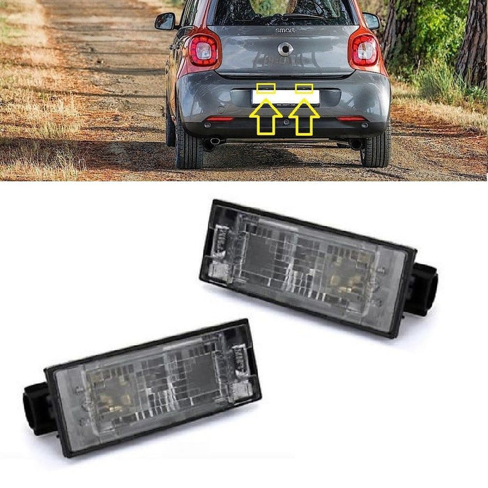 FOR SMART FORFOUR 2014- REAR NUMBER PLATE LIGHT LAMPS PAIR