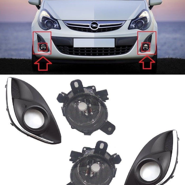 FOR VAUXHALL CORSA D 11-14 FRONT FOG LIGHT LAMPS WITH FRAME L+R