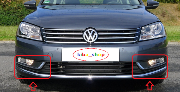 FOR VW PASSAT B7 11-15 FRONT BUMPER LOWER GRILL CHROME WITH FOG HOLE L+R