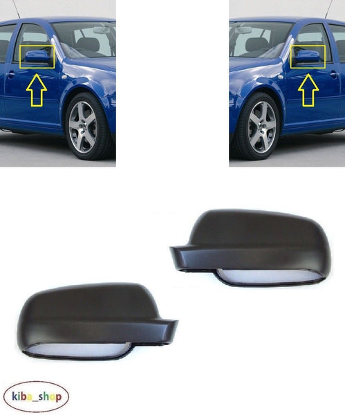 FOR VW GOLF IV MK4 1998 - 2004 NEW WING MIRROR COVER CAPS BLACK LEFT + RIGHT