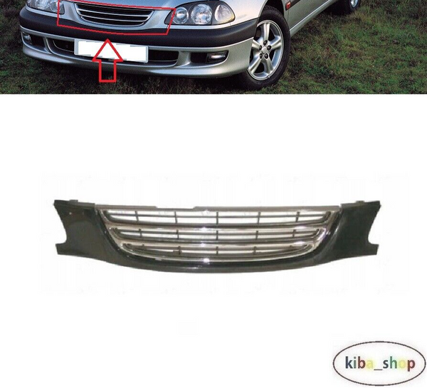 FOR TOYOTA AVENSIS 1997 - 1999 FRONT BUMPER CENTER RADIATOR GRILLE CHROME BLACK
