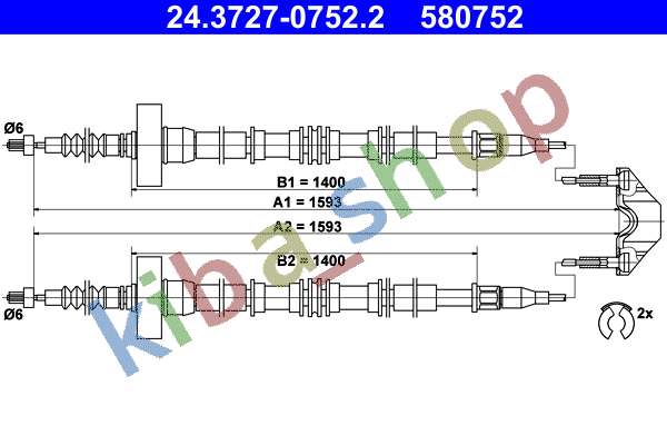 RIGHT OR LEFT HANDBRAKE CABLE REAR L/R 1593MM/1593MM FITS FOR OPEL ASTRA G