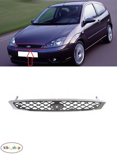 FOR FORD FOCUS MK1 2002 - 2004 NEW FRONT CENTER RADIATOR CHROME/BLACK GRILL