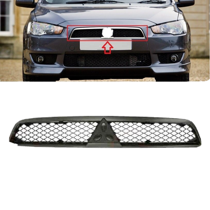 FOR MITSUBISHI LANCER 2007-FRONT BUMPER CENTER UPPER RADIATOR GRILL BLACK