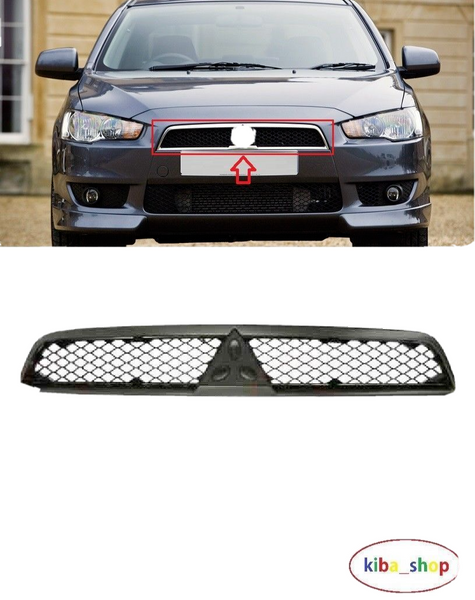 FOR MITSUBISHI LANCER 2007-FRONT BUMPER CENTER UPPER RADIATOR GRILL BLACK