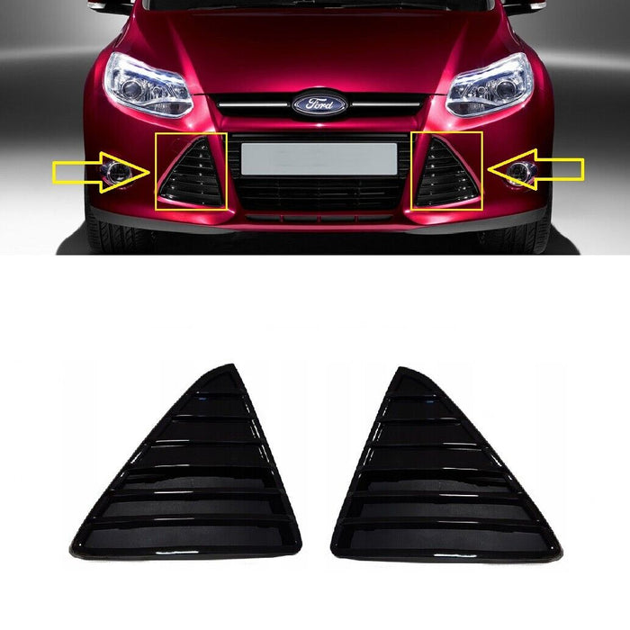 FOR FORD FOCUS MK3 2011 - 2014 NEW FRONT BUMPER SHINY/BLACK GRILLS PAIR L + R