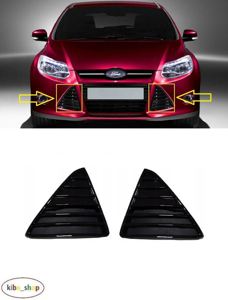 FOR FORD FOCUS MK3 2011 - 2014 NEW FRONT BUMPER SHINY/BLACK GRILLS PAIR L + R