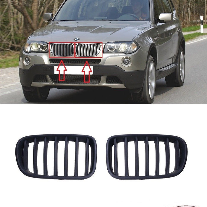 FOR BMW X3 E83 09-10 FRONT BUMPER UPPER RADIATOR GRILLS L+R