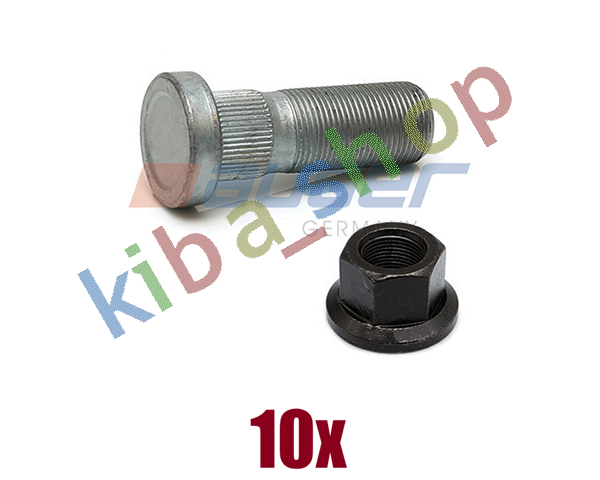 10x RIGHT OR LEFT WHEEL BOLT FRONT M22X15 X63MM THREAD LENGTH 36MM GALVANISED