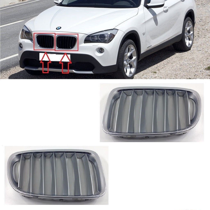 FOR BMW X1 E84 09-15 FRONT BUMPER UPPER RADIATOR GRILLS L+R