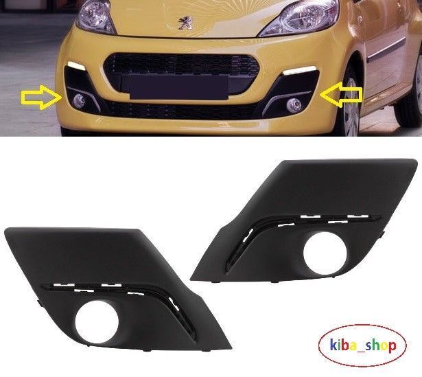 FOR PEUGEOT 107 2012- FRONT BUMPER FOG LIGHT GRILLE WITH LED PLACE PAIR L+R