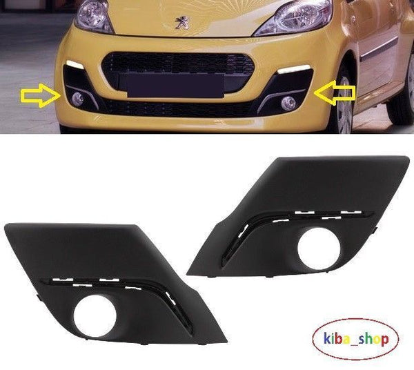 FOR PEUGEOT 107 2012- FRONT BUMPER FOG LIGHT GRILLE WITH LED PLACE PAIR L+R