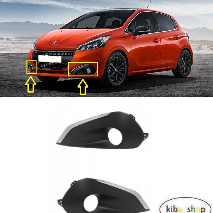 FOR PEUGEOT 208 2015 - 2019 2X FRONT BUMPER FOG LAMP GRILL CHROMED LEFT + RIGHT