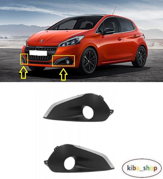 FOR PEUGEOT 208 2015 - 2019 2X FRONT BUMPER FOG LAMP GRILL CHROMED LEFT + RIGHT
