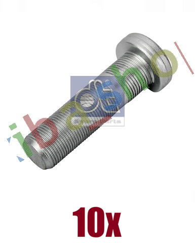 10x WHEEL BOLT FRONT/REAR M22X15 X79MM THREAD LENGTH 53MM GALVANISED MILLED