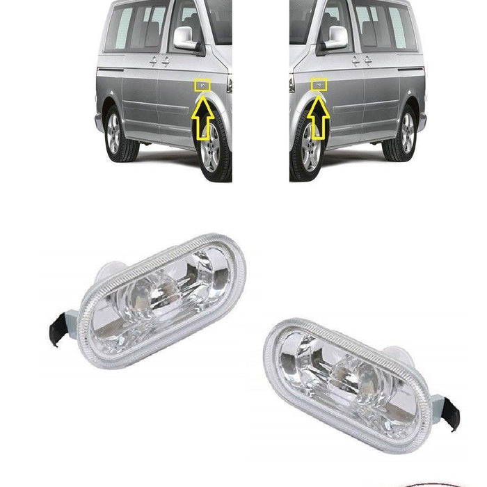 FOR VW MULTIVAN T5 03-15 SIDE INDICATOR REPEATER CLEAR PAIR L+R