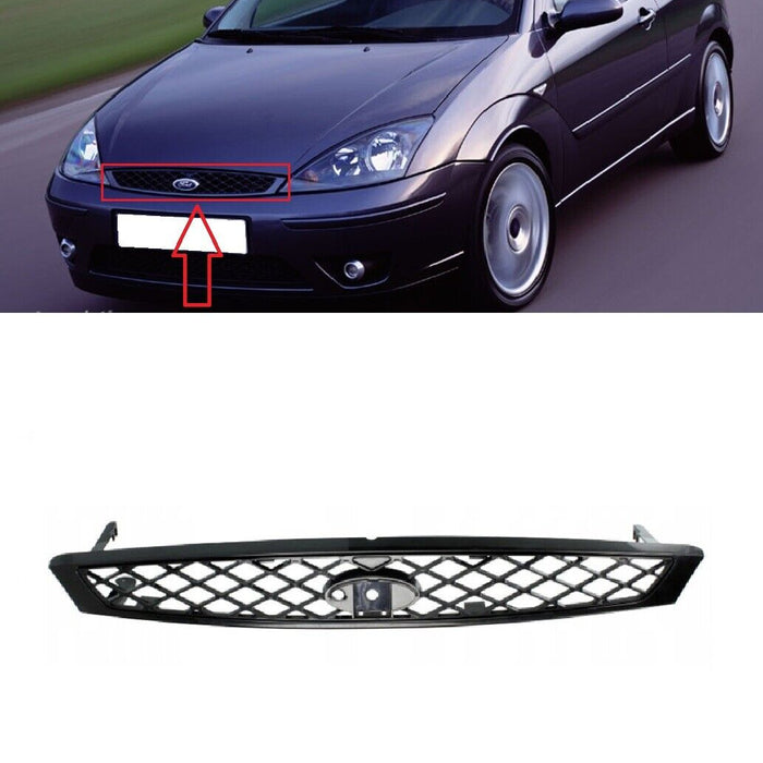 FOR FORD FOCUS MK1 2002 - 2004 NEW FRONT CENTER RADIATOR BLACK GRILLE GRILL