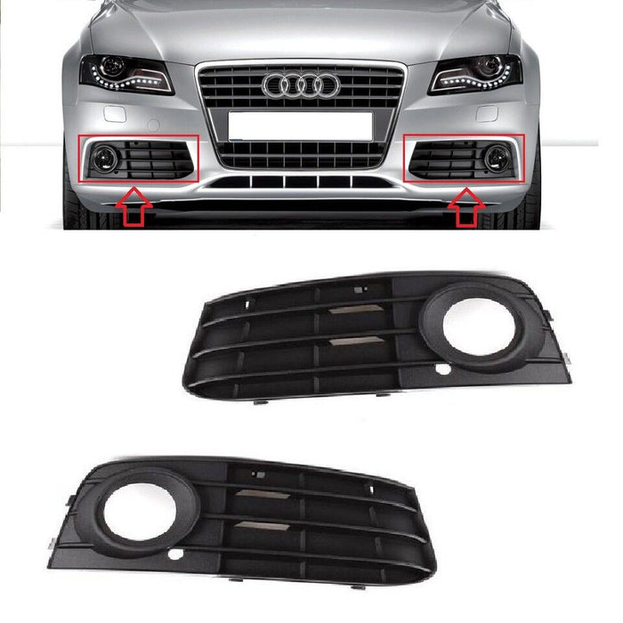 FOR AUDI A4 07-11 FRONT BUMPER FOG LIGHT LAMP GRILLS L+R