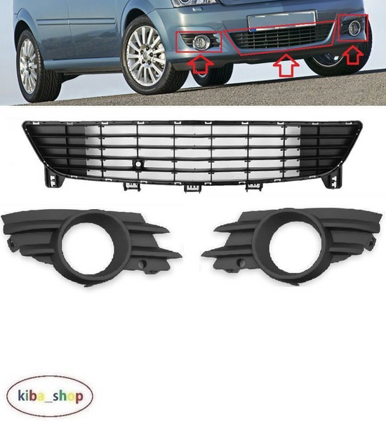 FOR VAUXHALL MERIVA 06-10 FRONT BUMPER SET LOWER & FOG GRILLS