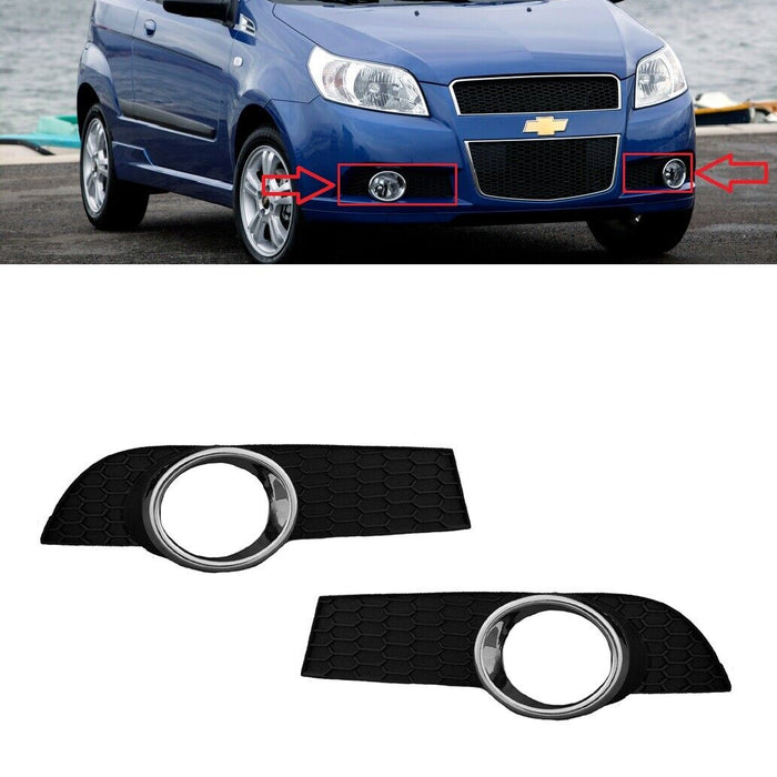 FOR CHEVROLET AVEO T255 2008 - 2011 FRONT BUMPER CHROMED FOG LAMP GRILLS L + R