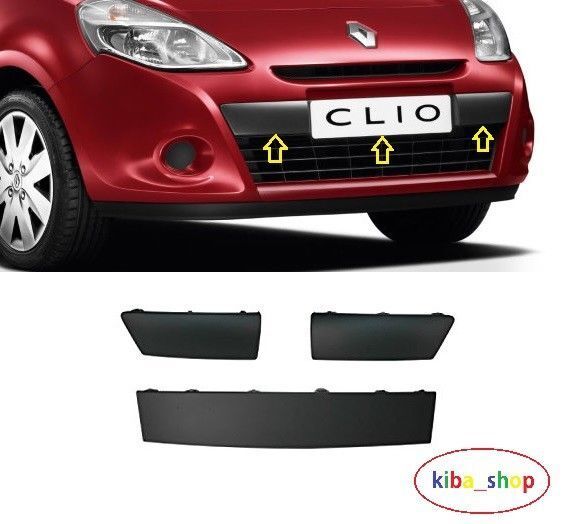 FOR RENAULT CLIO III mk3 09-12 FRONT BUMPER GRILL MOULDING TRIM SET NEW