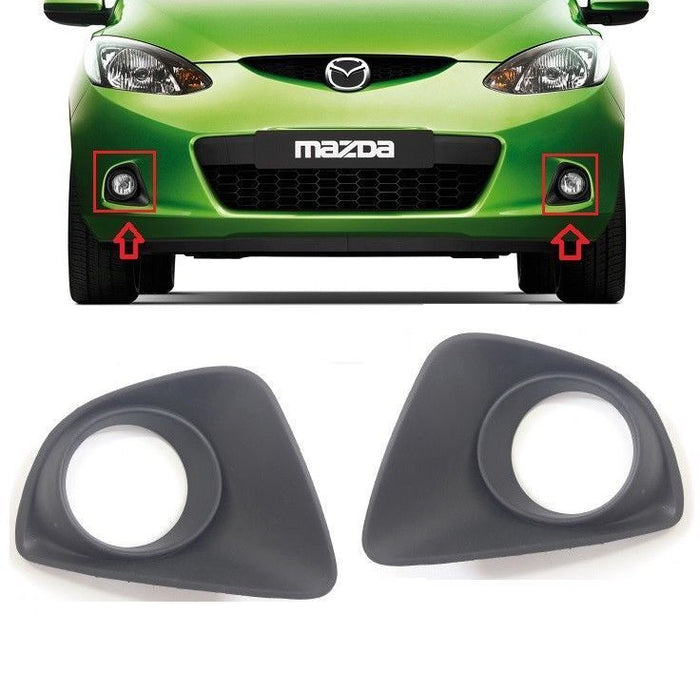 FOR MAZDA 2 SERIES 2007 - 2010 FRONT BUMPER FOG LIGHT LAMP GRILLE LEFT + RIGHT