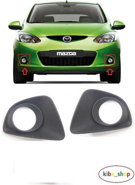 FOR MAZDA 2 SERIES 2007 - 2010 FRONT BUMPER FOG LIGHT LAMP GRILLE LEFT + RIGHT