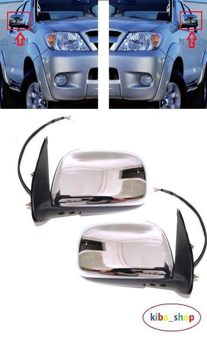 FOR TOYOTA HILUX 2005-2012 NEW WING MIRRORS ELECTRIC 3PIN CHROME LEFT+ RIGHT LHD
