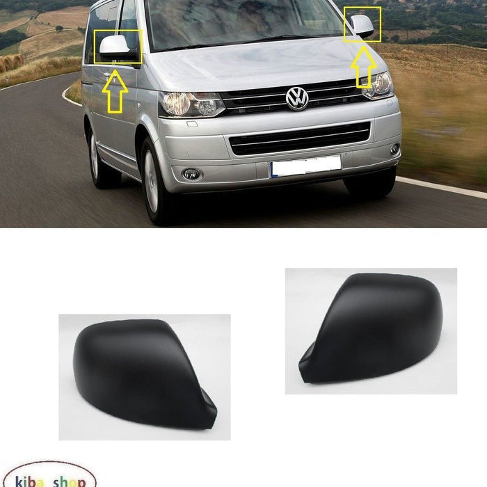 FOR VW MULTIVAN T5 09-15 WING MIRROR COVER CAPS BLACK L+R