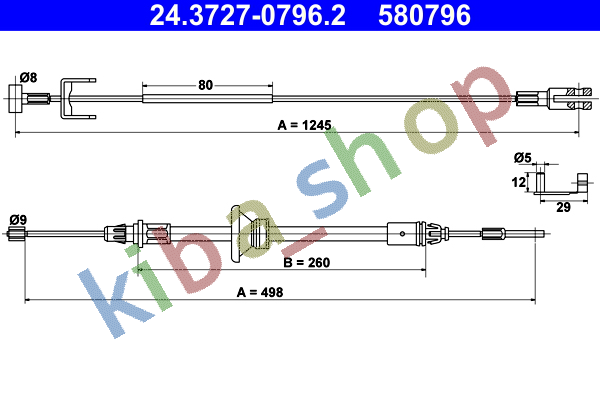 RIGHT OR LEFT HANDBRAKE CABLE FRONT/MIDDLE L/R 1245MM/498MM FITS FOR NISSAN