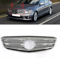 FOR MB C-CLASS W204 07-11 FRONT BONNET CHROMED/GREY CENTER GRILL