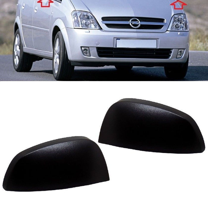 FOR VAUXHALL MERIVA 03-10 WING MIRROR COVERS CAP BLACK L+R