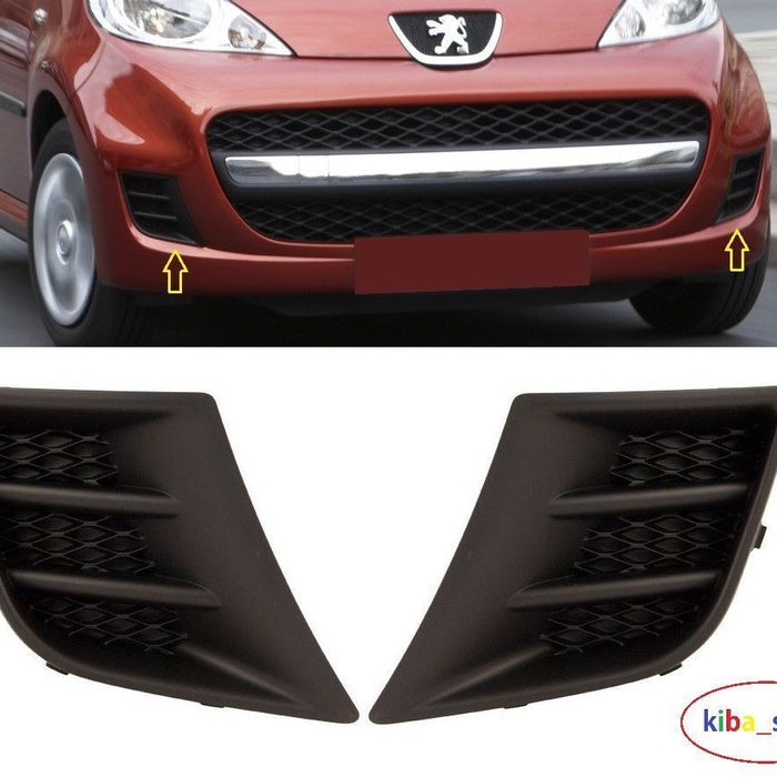 FOR PEUGEOT 107 09-2012 FRONT BUMPER LOWER GRILL COVER BLACK PAIR L+R