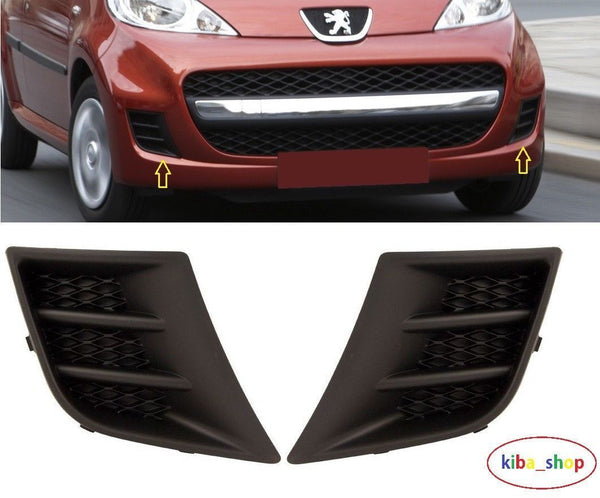 FOR PEUGEOT 107 09-2012 FRONT BUMPER LOWER GRILL COVER BLACK PAIR L+R