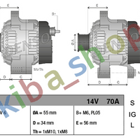 ALTERNATOR 14V 70A FITS TOYOTA COROLLA 14/16 1099-0308