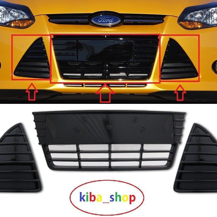 FOR FORD FOCUS 11-14 FRONT BUMPER GRILL COVER LH + CENTER + RH