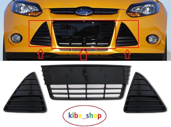 FOR FORD FOCUS 11-14 FRONT BUMPER GRILL COVER LH + CENTER + RH