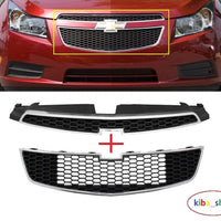 FOR CHEVROLET CRUZE 09-14 FRONT UPPER + LOWER CENTER RADIATOR GRILL CHROME