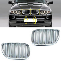 FOR BMW X5 E53 03-06 FRONT BUMPER UPPER RADIATOR GRILLS L+R