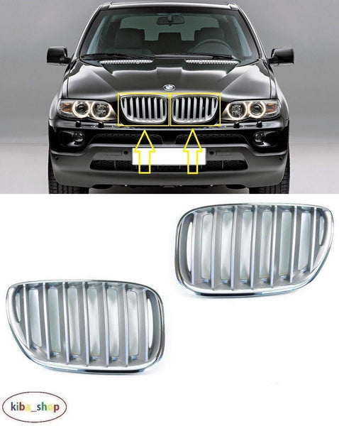FOR BMW X5 E53 03-06 FRONT BUMPER UPPER RADIATOR GRILLS L+R
