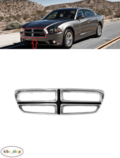 FOR DODGE CHARGER 2010 - 2014 FRONT BUMPER CHROME/BLACK CENTER RADIATOR GRILL