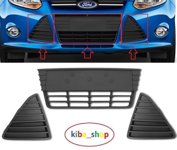 FOR FORD FOCUS 11-14 FRONT BUMPER GRILL COVER LH + CENTER + RH