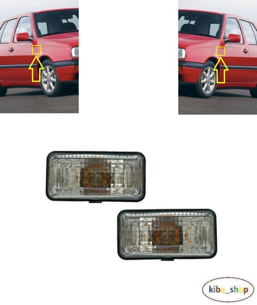 FOR VW GOLF MK3 92-96 SIDE INDICATOR REPEATER SMOKED PAIR L+R